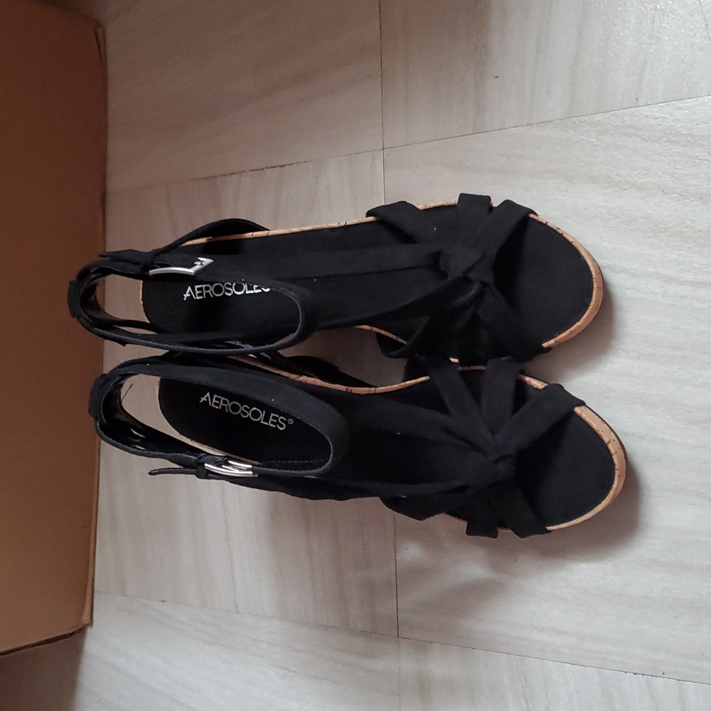 Strappy Cork Wedge Sandals - Picture 3 of 9